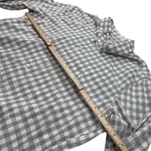 J. Crew Mens Classic Gray & White Check Long Sleeve Shirt Organic Cotton M - Picture 6 of 11
